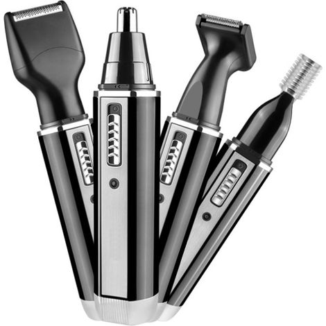 Tondeuse à poils de nez électrique 4 en 1 multifonctionnelle et rechargeable, noire, prise UE (1/5)