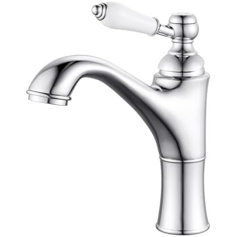 Mitigeur de lavabo à filetage G3/8 en laiton antique, poignée unique en céramique, robinet de salle de bain en laiton massif avec cartouche céramique, équipement sanitaire style rétro pour lavabo dome