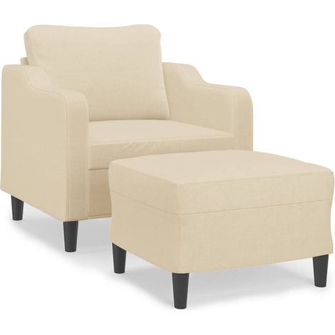 Maison Exclusive - Sessel mit Hocker Creme 60 cm Stoff