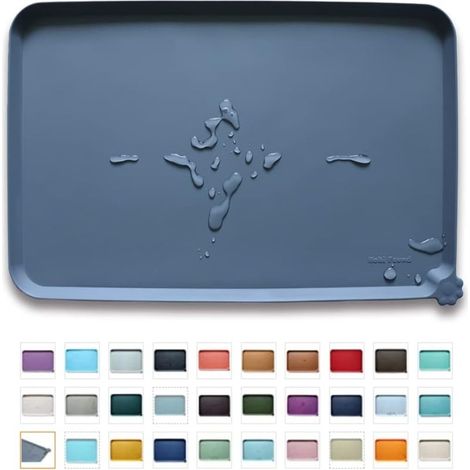 Tapis de gamelle antidérapant en silicone, qualité alimentaire FDA, imperméable (gris)
