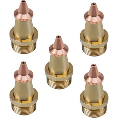 Set di 5 ugelli di saldatura in rame M16 H35 per alimentatori di filo, apertura 1,5 mm, costruzione in ottone e rame, compatibili con filettature M16 x 35 mm