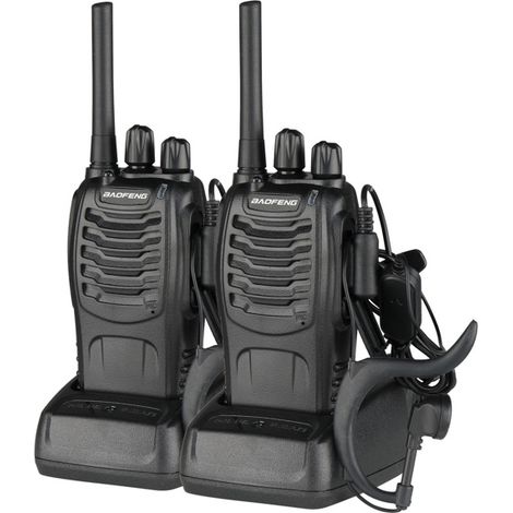 SVKBJROY 2PCS BF-88E 1500mAh Walkie-talkie en veille ultra-longue durée EU Standard Noir