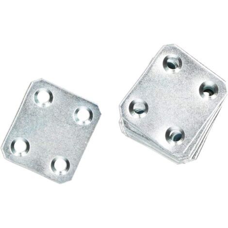 Plaques perforées 34 x 30 mm - Galvanisées - Connecteurs plats pour bois - Intérieur - Extérieur - Plaque perforée en acier - Fer plat (25)-NANOTEH (1/5)