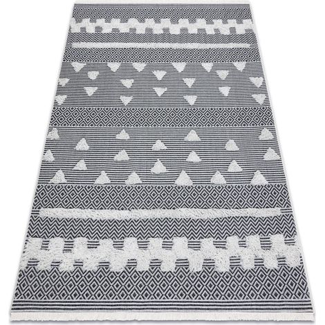 Alfombra ECO sisal BOHO MOROC Geométrico 22321 franjas - dos niveles de vellón crema / gris, alfombra reciclada beige 136x190 cm