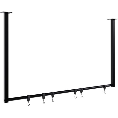 Appendiabiti/appendiabiti sospeso con 6 ganci 100x60 cm acciaio verniciato a polvere nero 100009008