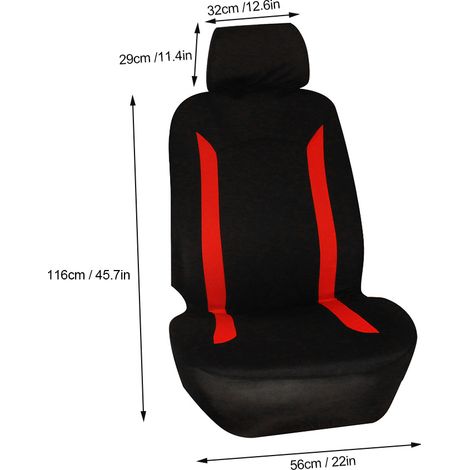 Ensemble de 4 housses et coussins universels pour sièges auto (rouge + noir) (1/5)