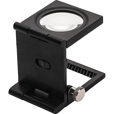 Loupe à double lampe LED, verre optique, finition métal noir, miroir triple grossissement (1/5)