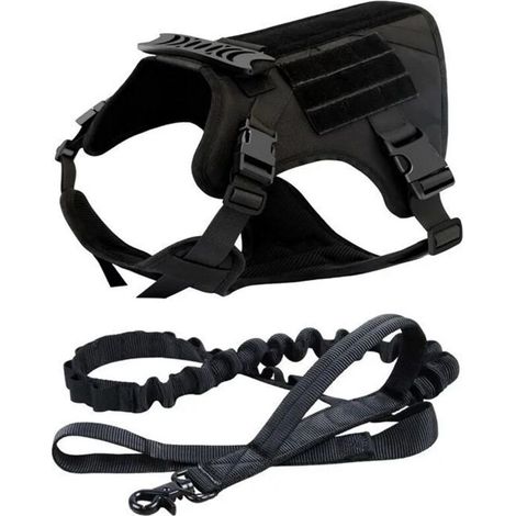 Harnais tactique pour chien, gilet à boucle pour chien de travail militaire, harnais d'entraînement sans tension-laisse + gilet (1/4)