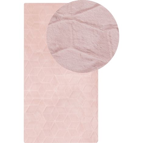 Tappeto in pelliccia di coniglio sintetica rosa 80 x 150 cm Thatta