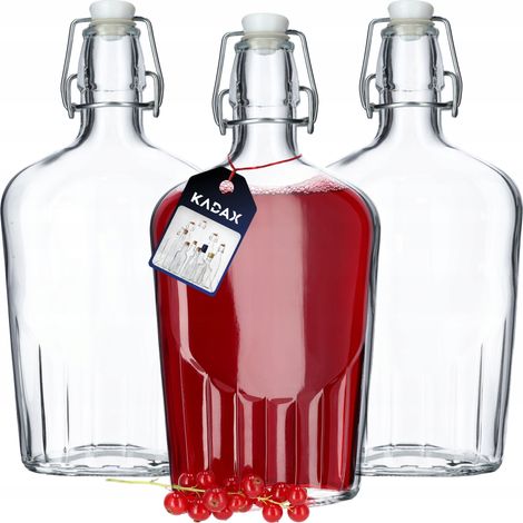 KADAX Bottiglie di vetro per tintura di succhi + tappo di sughero 0,5 L 3 pezzi (1/5)