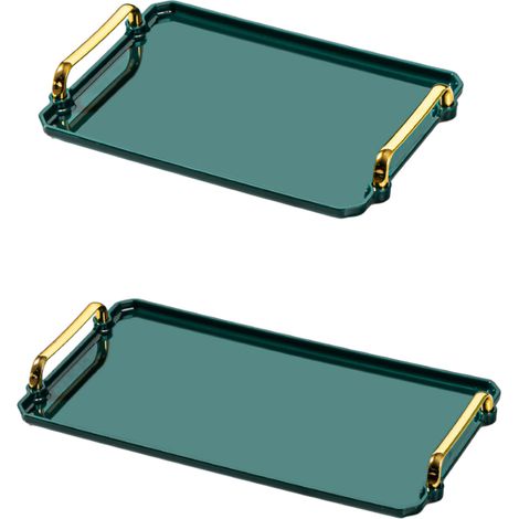 Plateau De Service Avec Poignées - Plateau Rectangulaire En PS Et Acrylique Pour Table Basse Canapé Salle De Séjour Salle De Bain Comptoir - 2 Pièces (1/5)