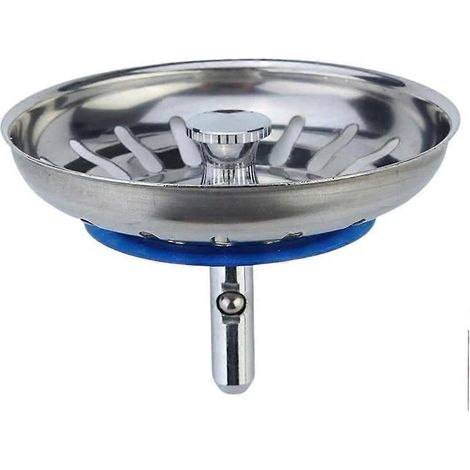 Crépine d'évier - Bouchon universel à panier escamotable en acier inoxydable, compatible 32 mm et 23 mm - Lavable au lave-vaisselle, anti-obstruction, anti-débordement - 80 mm (1/5)