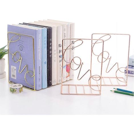 Serre-livres en fer forgé en forme de cœur couleur or rose (1/5)
