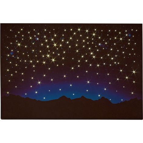 Cielo Stellato con Montagne Luminoso Pannello 60x40 cm con Fibra Ottica LED 10758 (1/5)