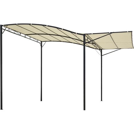 Abri mural terrasse 3×2,5m métallique avec portes et fenêtres, auvent anti-soleil espace étendu, blanc crème