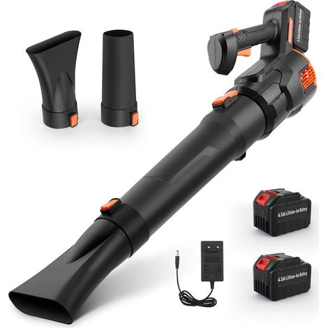 Souffleur Feuille, Puissant Souffleurs de Feuilles sans Fil avec Vitesses Réglables, Souffleur Jardin avec 2 Batterie 4,5 Ah et Chargeur, Léger Leaf Blower avec 3 Tubes pour Cour Pelouse Jardin (1/5)