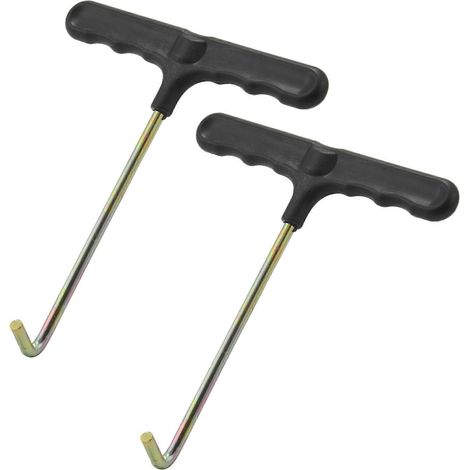 Outil de traction de ressort de trampoline (lot de 2), outil de traction de ressort en forme de crochet en T (1/4)