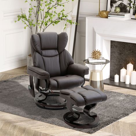 Fauteuil inclinable avec repose-pieds, fauteuil TV pivotant à 360° avec fonction massage, fonction inclinable, fauteuil de massage avec poche latérale, fauteuil lounge, similicuir pour salon, marron
