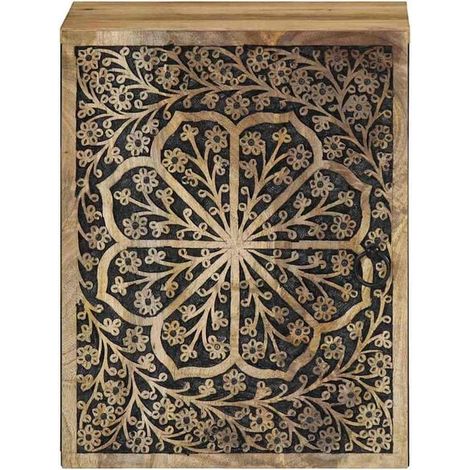 Meuble Vasque Suspendu en Bois de Manguier Massif 38x33x48cm, Meuble de Salle de Bain Compact avec Étagère, Design Moderne et Naturel pour Petit Espace (1/5)
