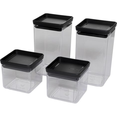 Brabantia TASTY+ Aufbewahrungsgläser schwarz und transparent