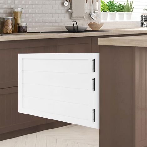 Porte battante - En bois - 90 x 60 cm - Avec portes battantes à fermeture automatique - Pour café, bar, cuisine - Blanc (1/5)