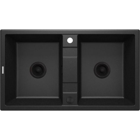 Lavello cucina in granito con 2 vasche 86x50 cm grafite metallizzata - Lyra