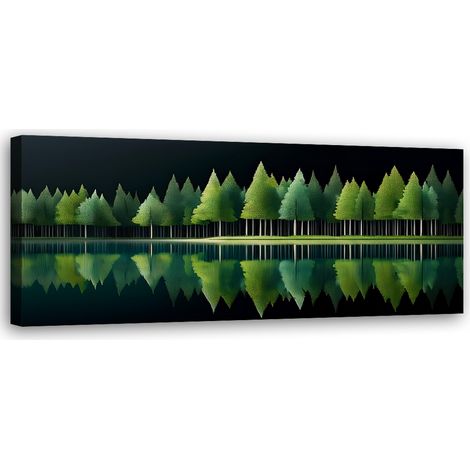 Tableau déco Forêt verte Lac Nature 90x30 (1/5)
