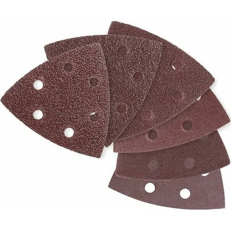 Lot de 120 Feuilles Abrasives Triangulaires à 6 Trous (93x93x93 mm) - Grain Assorti 40-240 avec Fixation Velcro pour Ponceuse Delta - Ponçage du Bois, Murs et Meubles (1/5)