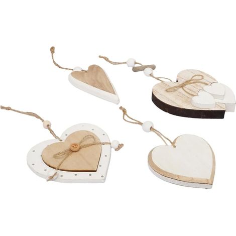 4 morceaux décoratifs de pêche accroché sur le bois, horloge décorée sur le bois avec amour, ornements de téléphone en forme de cœur, mariage, anniversaire, cadeaux, ornements de Noël (1/5)