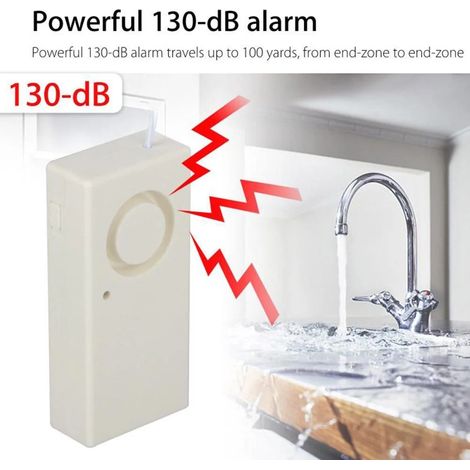 Alarme de détection de fuite d'eau intelligente, système d'avertissement de 130 dB pour la cuisine et la salle de bain, blanc (1/5)