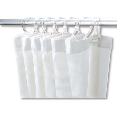 Rideau de douche DELABIE avec 6 mousquetons plastique, hauteur 1,80 m, largeur 0,90 m, PVC blanc ref. 381 - Besoin D'Habitat