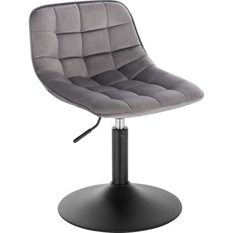 Woltu – Tabouret de bar en velours gris foncé – Hauteur réglable 38-49.5cm – Dossier ergonomique 23.5cm – Capacité 120kg – Base antidérapante (1/5)