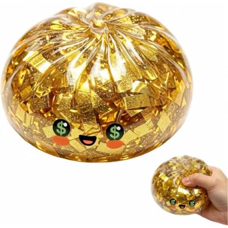 Jouet anti-stress en forme de ravioli doré, 10 cm, souple et élastique, avec panier vapeur pour soulager le stress et l'anxiété, une adorable idée cadeau d'anniversaire (1/5)