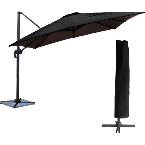 Sombrilla cuadrada MOLOKAI 3x3m negro + funda