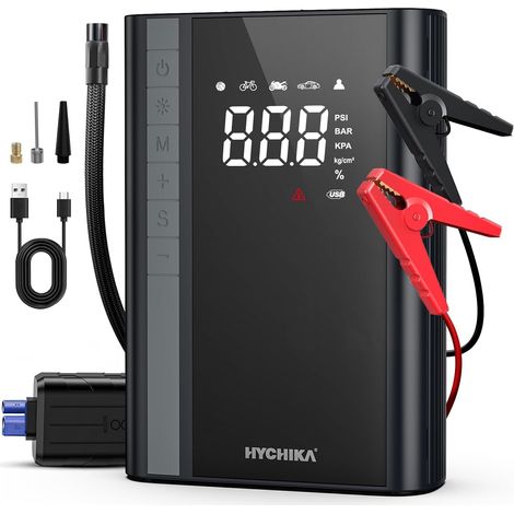 Booster Batterie Voiture 1500A - Booster Batterie avec Gonfleur (6L Essence, 4L Diesel), Démarreur Batterie Voiture avec 18W Charge Rapide, Lampe de Poche, Jump Starter Portable (1/5)