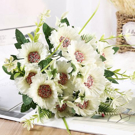 Tournesol Artificiel - Fleur en Soie Réaliste - Tige Longue 32 cm - Diamètre Tête 7,5 cm - Décoration Intérieure Maison Bureau Mariage - 1 Pièce (1/5)