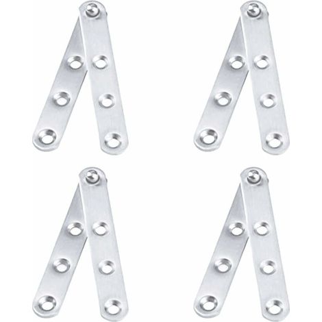 Lot de 4 charnières de porte invisibles en acier inoxydable de 100 mm, rotation à 360°, avec vis de fixation. (1/5)