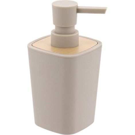 Distributeur a savon rubber + abs et bambou 380 ml - beige -
