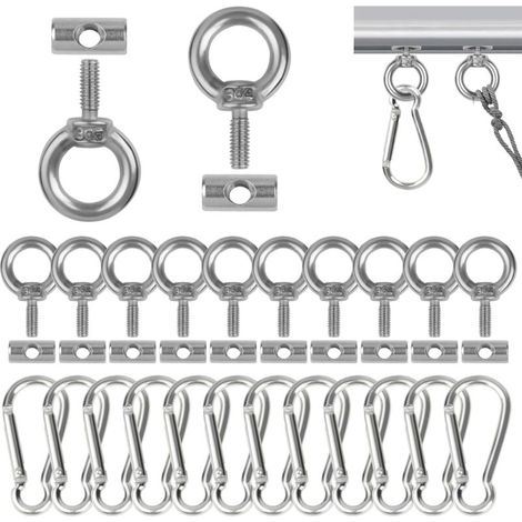 Set mit 2 Markisenschienenstoppern inklusive 2 Karabinerhaken, M6-Markisenhaken aus Edelstahl, Markisenbefestigungshaken aus Edelstahl, Endverriegelungsset für Wohnwagen (1/4)