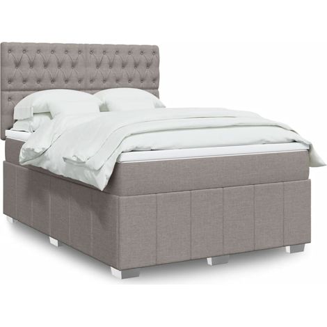 vidaXL Boxspringbett mit Matratze Taupe 140x190 cm Stoff