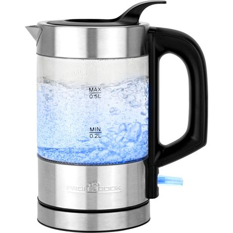 Bouilloire en acier inoxydable éclairée, Mini bouilloire avec éclairage bleu, Bouilloire de voyage petite/Bouilloire idéale pour les aliments pour bébés en voyage, 0,5 litre (1/5)