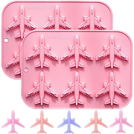 Flugzeug Eiswürfelform Set 2 Stück Rosa, Silikon, 17x12cm