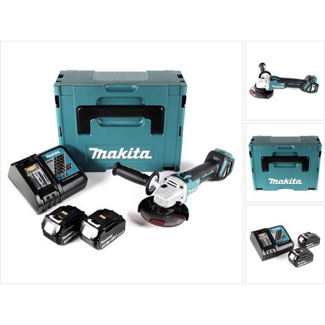 Makita Herramientas - Amoladora angular 18V AKU de 125 mm, 2x batería Li-ion LXT 3,0 Ah, cargador DGA511RFJ