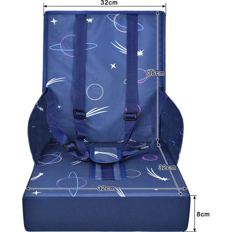 HENGMEI Rehausseur de siège pour enfant, pliable, avec dossier et siège réglable pour bébé, ceinture à trois points, pour la maison et les déplacements (1/5)