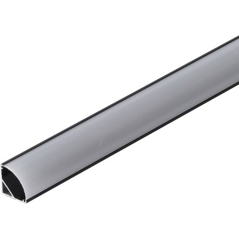 Profilo in alluminio nero per installazione angolare di strisce LED - Diffusore opalino x 2M