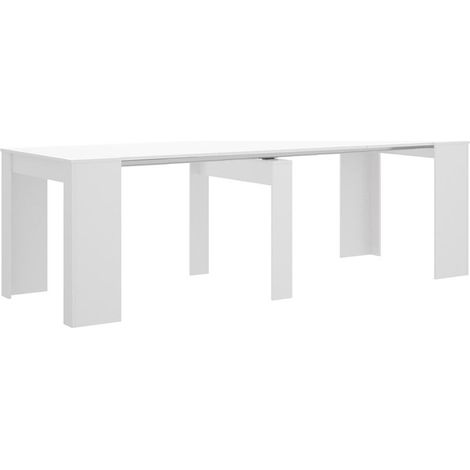 Pegane – Table console extensible chêne blanc brillant – Longueur 54-239 cm – Hauteur 77 cm – Profondeur 90 cm – Accueille jusqu'à 10 personnes (1/5)
