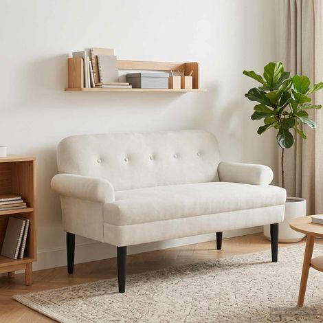 vidaXL Loveseat con bottoni imbottiti Crema 120 x 66 x 78 cm Velluto (1/5)