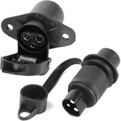 Presa a 3 poli agricoli maschio e presa a 3 poli agricoli femmina, Presa di alimentazione da 12V a 3 punte, per i Veicoli Agricoli trattore,3-pin socket doppio Rimorchio, con un cappuccio impermeabile (1/5)