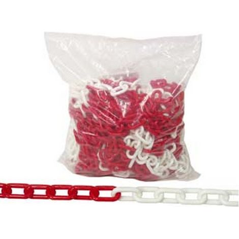 5MT CATENA SEGNALETICA IN PLASTICA BIANCA E ROSSA - ø mm.6 conf. 5mt.