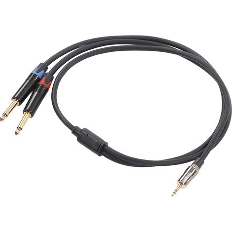 Câble stéréo 3.5mm mâle vers double 6.35mm mâle TS 1m pour ampli table de mixage (1/5)